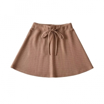 summer 3 colors textured waffle fabric stretch drawstring pocket stylish college style all-match mini skirt
