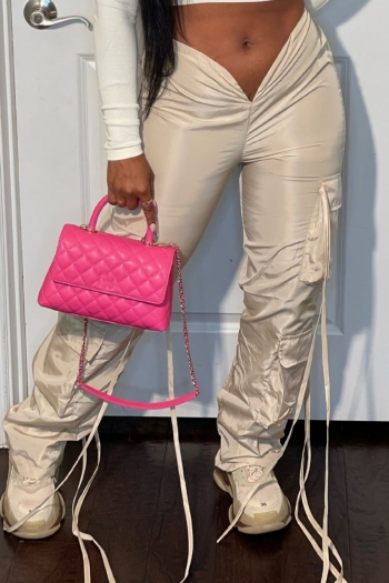 early autumn new 3 colors slight stretch low waist multi-pockets stylish casual cargo pants