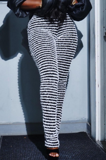 casual plus-size slight stretch stripe high waist slim pants(new add colors)