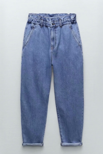xs-l autumn new stylish high quality 3 colors high-waist button with pocket inelastic denim casual jeans