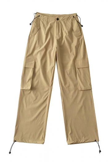 five colors slight stretch high waist drawstring straight stylish cargo pants