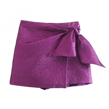 new non-stretch solid color bow decor stylish all-match shorts