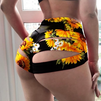 s-5xl plus size chrysanthemum printing hollow sexy shorts