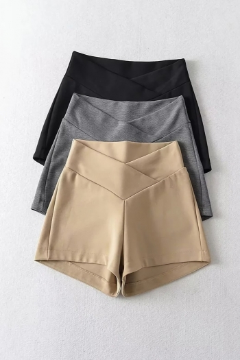 new 3 colors slight stretch solid color high waist fashion casual shorts