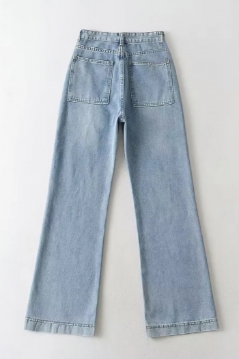 XS-XL two colors non-stretch high waist straight stylish all-match washed jeans
