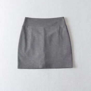 Three colors slight stretch v-waist stylish all-match mini skirt(with lined)