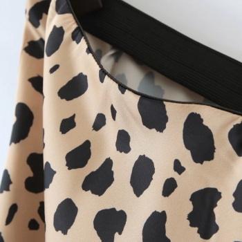 Leopard satin non-stretch high waist stylish all-match mini skirt