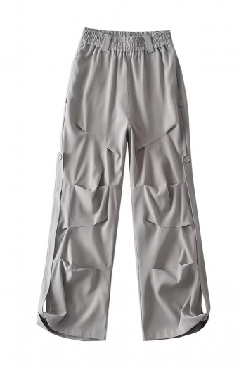 two colors slight stretch pocket button stylish cargo hip-hop style pants