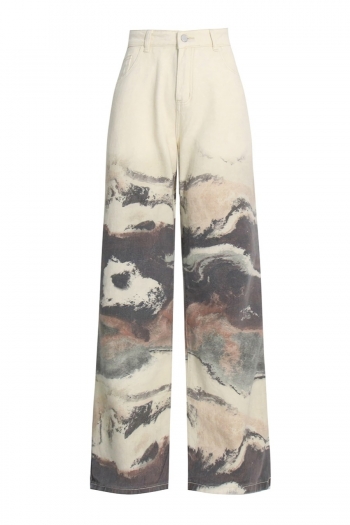 non-stretch tie dye high waist straight casual high quality jeans