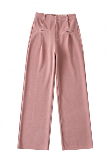 slight stretch solid color 5-colors corduroy zip-up casual wide-leg pants