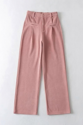 five colors slight stretch corduroy zip-up button high waist casual pants