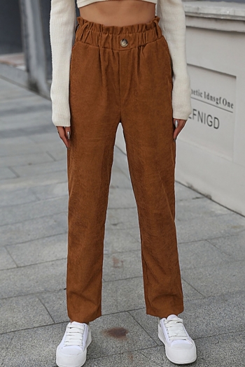 slight stretch corduroy solid color button pockets all-match pants