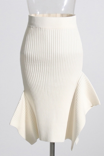 slight stretch 2 colors high waist stylish mermaid knitted midi skirt