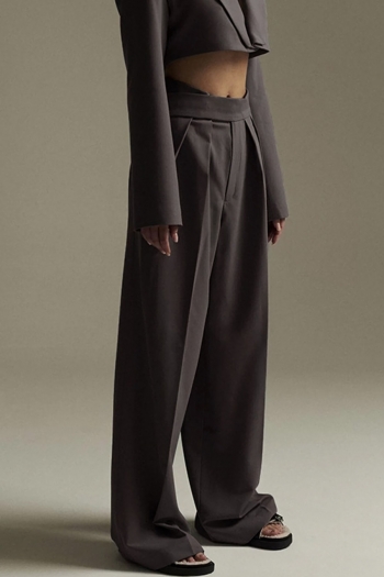 inelastic mid-waist with pocket casual pants