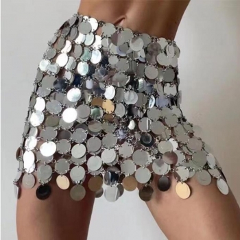 non stretch sequins decor sexy club mini skirt