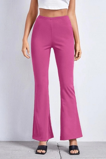 plus size slight stretch solid color high waist all-match stylish flared pants