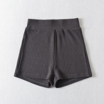 stretch ribbed knit solid color high-waist sexy shorts
