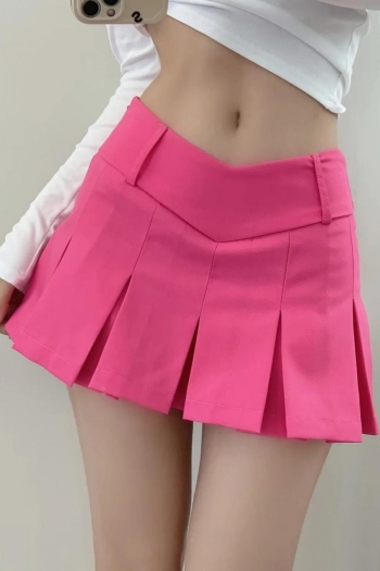 inelastic 6 colors solid color v high-waist sexy mini skirt