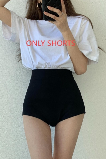 solid color stretch high waist slim stylish shorts(size run small)