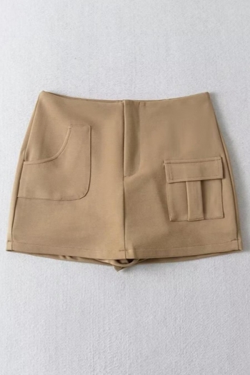 slight stretch 4 colors zip-up pocket stylish cargo all-match mini skirt(with lined)