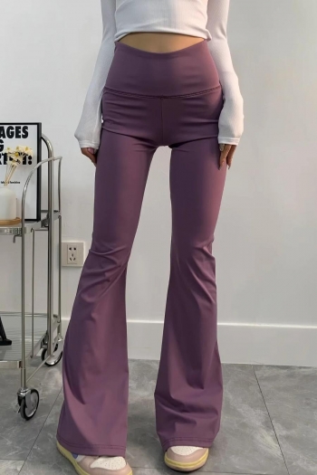 slight stretch 4 colors high waist slim stylish flared pants