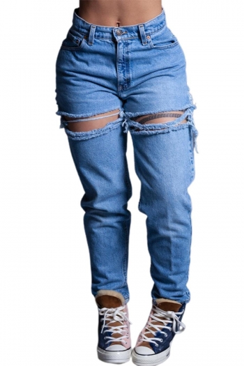 s-3xl plus size slight stretch denim high-waist hole sexy jeans