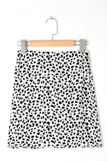 non-stretch chiffon zip-up high waist milk printing stylish mini skirt