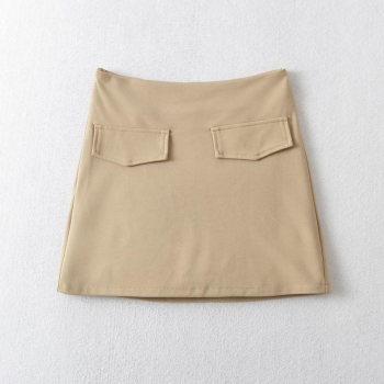 casual slight stretch 3 colors high waist mini skirt(with lined, size run small)