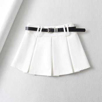 Casual stretch 5 colors pleated mini skirt with belt(with lined,size run small)