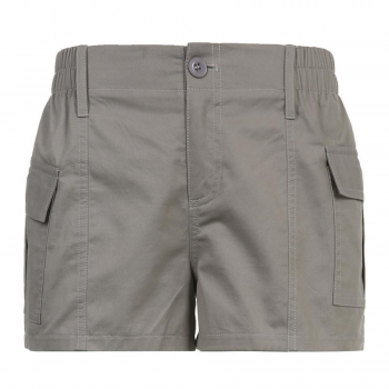 Sexy inelastic solid color mid-waist cargo shorts