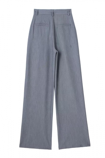 Casual xs-l non-stretch zip-up pocket high waist solid color trousers