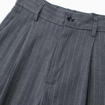 Stylish casual xs-l stripe button pocket high waist trousers