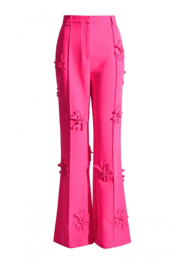 casual slight stretch 3d flower decor high quality suit trousers(size run small)