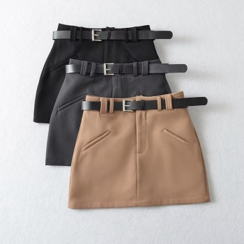 commuter slight stretch 3 colors belt mini skirt(with lined, size run small)