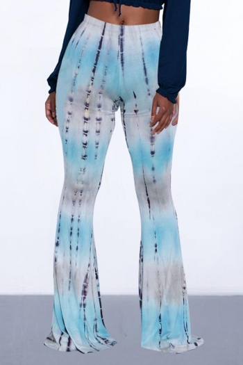 casual plus size high stretch 2 colors tie dye high waist slim bell-bottoms