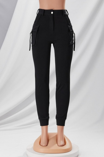 slight stretch pockets zip-up button stylish casual all-match cargo pants