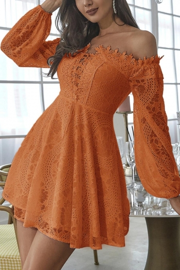sexy slight stretch 7 colors orange lace off-shoulder lace-up mini dress