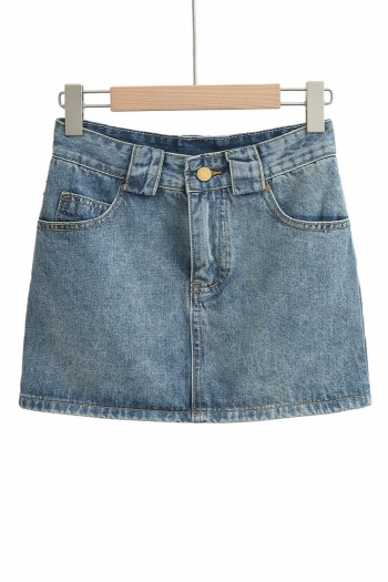 exquisite non-stretch zip-up slim high waist denim mini skirt size run small