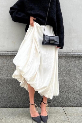 xs-l casual non-stretch 3 colors solid color high-waist balloon midi skirt