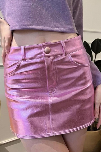 casual slight stretch pocket mini skirt