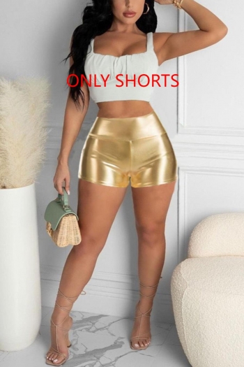 sexy slight stretch 7 colors solid color high-waist shorts