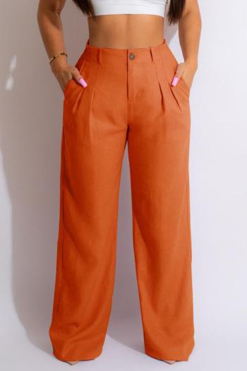 casual plus size 8 colors non-stretch pocket button straight trousers