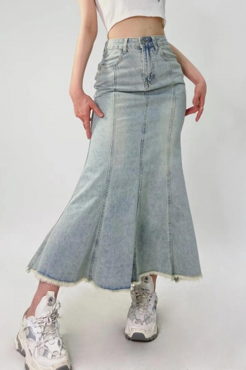 casual non-stretch pocket retro mermaid maxi skirt size run small