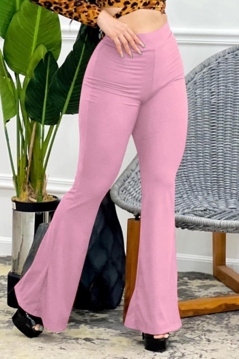 casual plus-size high stretch ribbed knit simple flared pants