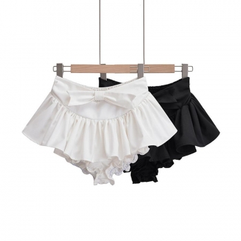 sexy non-stretch low waist bow tie lined pleated mini skirt size run small