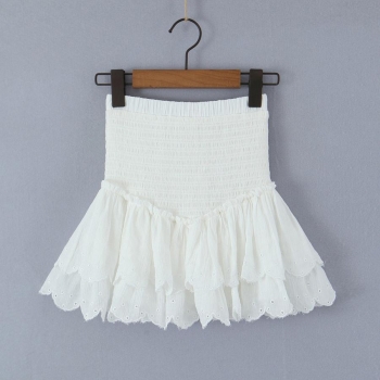 sexy slight stretch shirring lined embroidered mini skirt size run small
