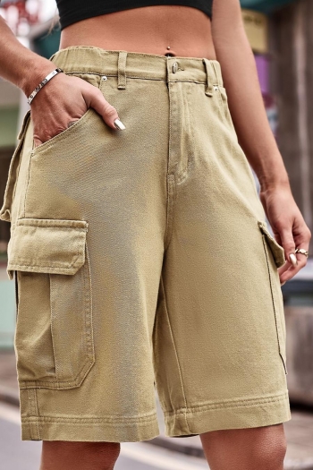 casual plus-size non-stretch denim pocket middle waist cargo shorts