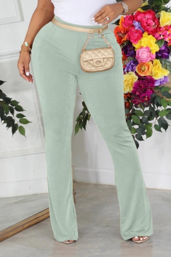 casual plus size slight stretch solid color high waist flared pants
