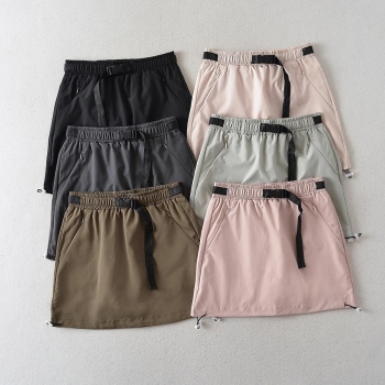 casual non-stretch lined zip-up pocket drawstring mini skirt size run small
