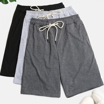 casual slight stretch lace-up shorts three-piece set